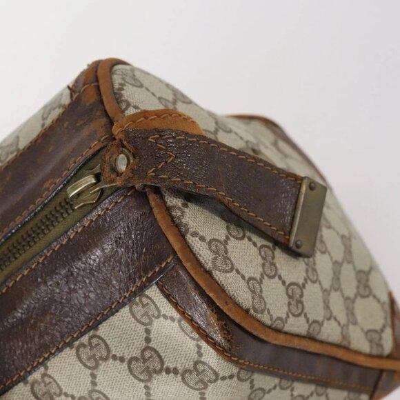 GUCCI GG Supreme Web Sherry Line Boston Bag PVC Beige Gold Red Auth hk3095 - Picture 10 of 16